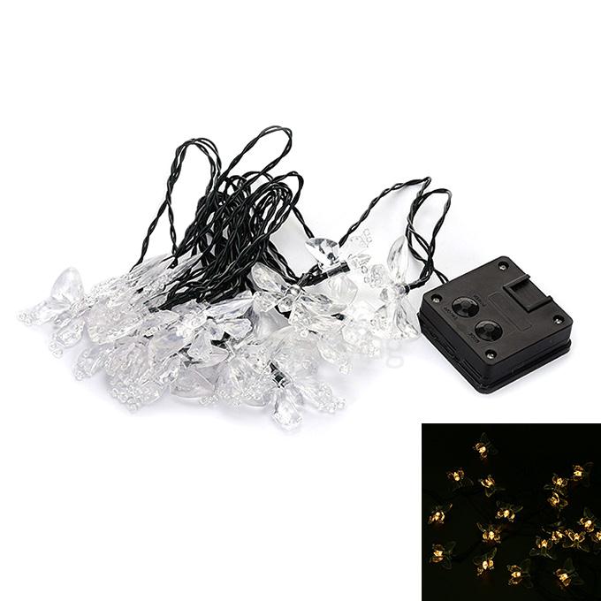 [Wholesale] 5pcs 4.8m 20 LED Butterfly Solar Fairy String Lights Waterproof Lights for Garden Patio Path Christmas Indoor - Warm Color