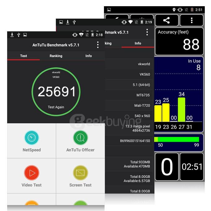 VKWORLD VK560 5.5inch 4G LTE Android 5.1 Smartphone 1GB 8GB 64-bit MTK6735 Quad Core 1.0GHz 13.0MP Smart Wake - White