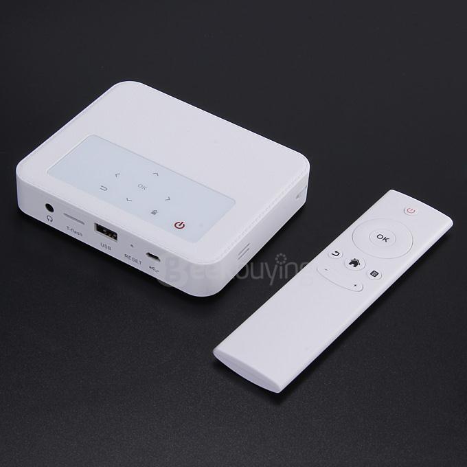 H3000 Mini Android 4.4 OS AC WIFIi DLP Projector Bluetooth 150Lm 1080P 1G/8G OTG for Home Office - White