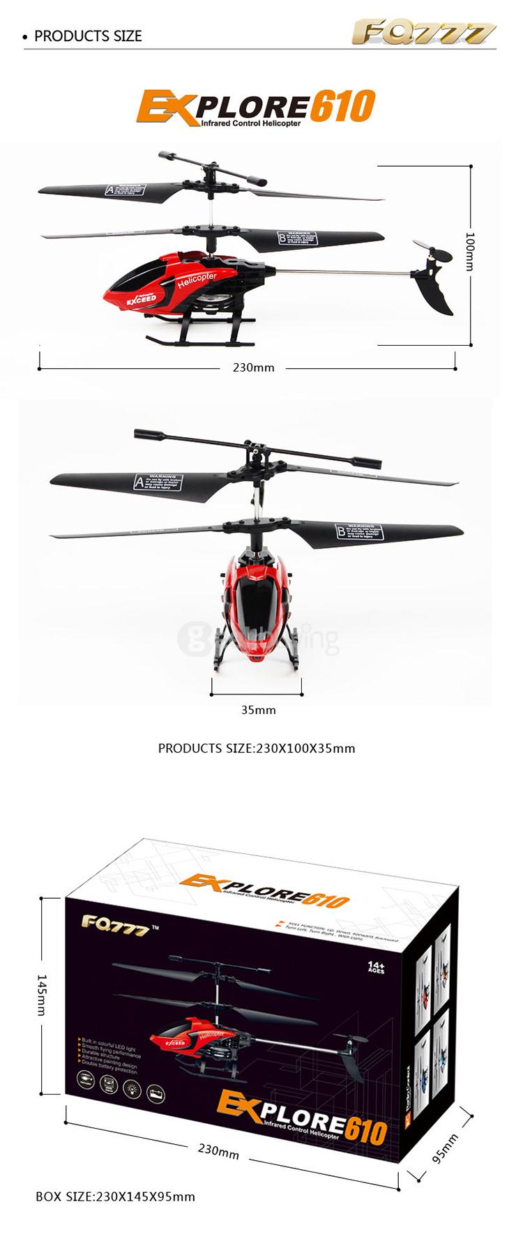 FQ777-610 AIR FUN 3.5CH Infrared Control Helicopter RC Copter With Gyro RTF - Black + Red