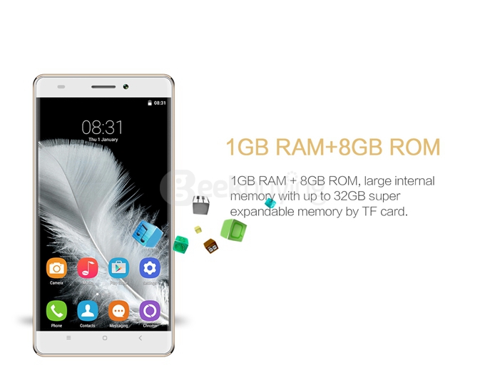 OUKITEL U2 4G LTE Smartphone 5.0inch Android 5.1 64bit MTK6735M Quad Core 1.0Ghz 1GB RAM 8GB ROM - Pink Frame
