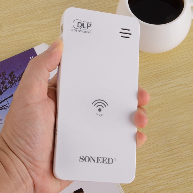 SONEED SP-W500 Wi-Fi Mini Multimedia DLP Projector Power Bank for iPhone / Samsung / HTC Smartphone Notebook PC - White