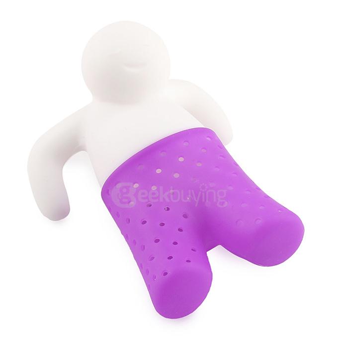 Portable Creative Silicon Mr Tea Infuser Tea Bag Holder - Purple + White
