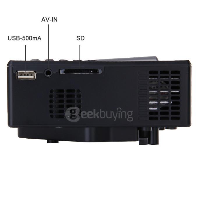 GP-1 LED Game Projector 320*240 40LM 16770K AV VGA USB HDMI SD Home Office Projector - Black