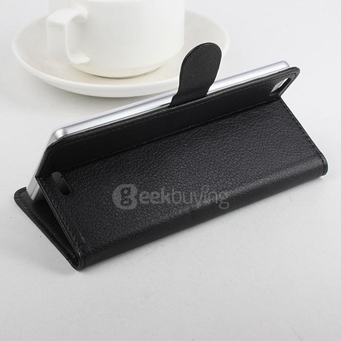 Protective Hard Cover Flip Stand Leather Case for UMI IRON Smartphone - Black