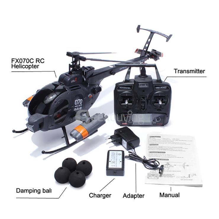FX070C 2.4G 4CH 6-Axis Gyro Flybarless MD500 Scale RC Helicopter