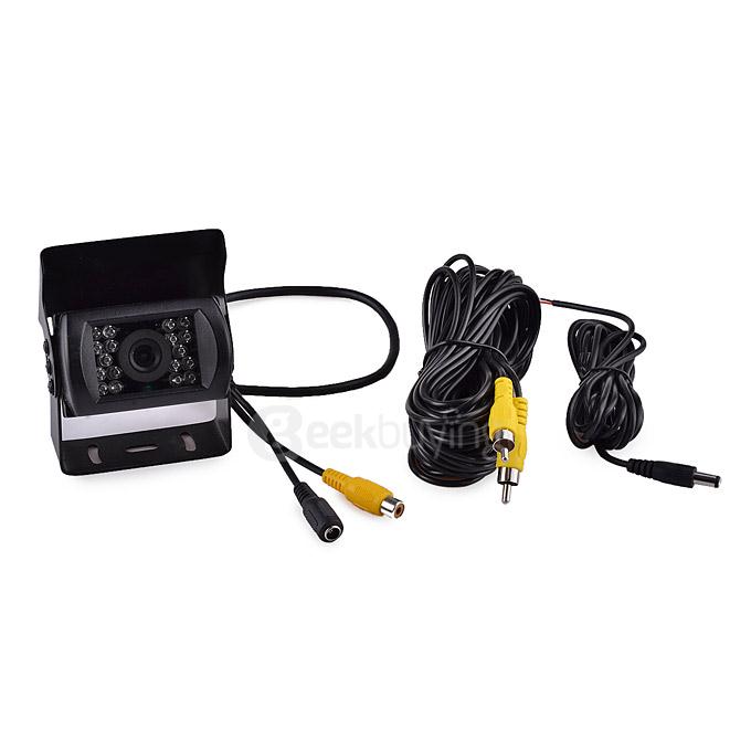 XY-1201 Waterproof CMOS Wide Angle Rearview Camera 18-LED Night Vision for Bus Truck - Black