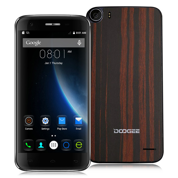 DOOGEE F3 Pro 4G 5.0Inch FHD Android 5.1 3GB 16GB Smartphone 64bit MTK6753 Octa Core Wood Shell 2.5D Corning Gorilla Glass - Ebony