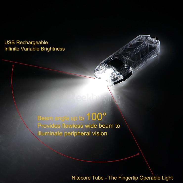 Tube Water Resistant Flashlight Portable Tiny USB Rechargeable Light - White