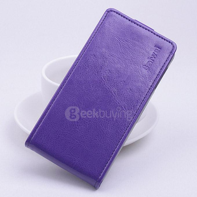 Protective Hard Cover Up&Down Flip Stand Leather Case for iOcean X9 Smartphone - Purple