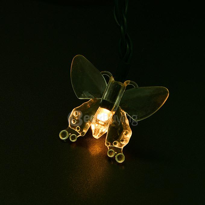 [Wholesale] 5pcs 4.8m 20 LED Butterfly Solar Fairy String Lights Waterproof Lights for Garden Patio Path Christmas Indoor - Warm Color