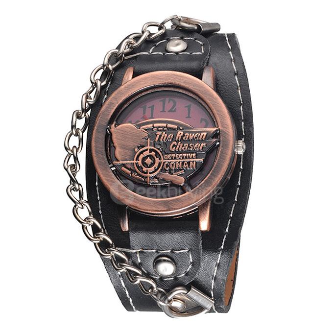 YR WH092 Personalized Unisex Fashion Chains Corsair Design Flip-open Quartz Watch - Black