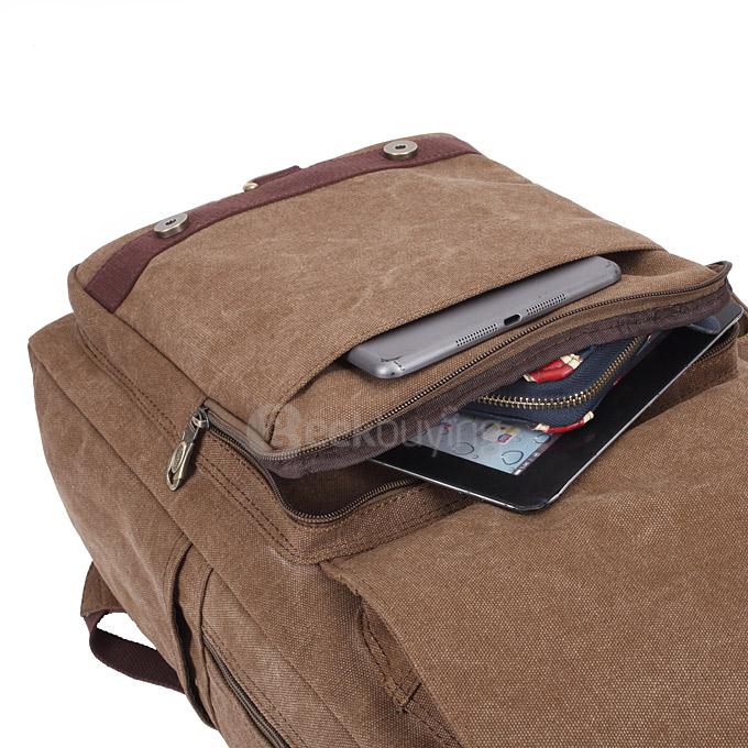Kaukko FS261 Multi-pockets Computer Bag Personalized Canvas Bag Men Backpack - Khaki