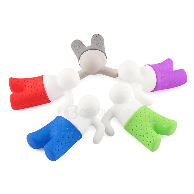 Portable Creative Silicon Mr Tea Infuser Tea Bag Holder - Red + White