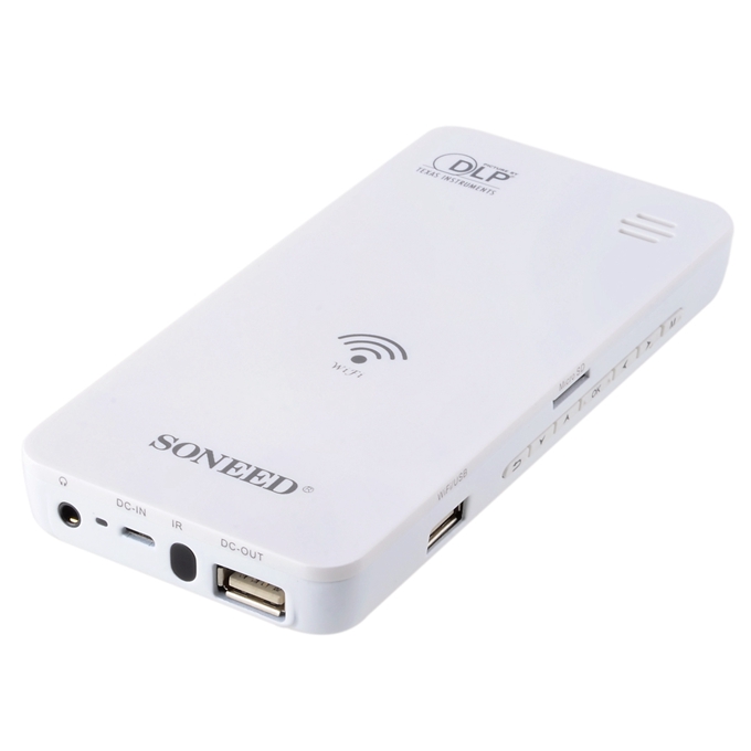 SONEED SP-W500 Wi-Fi Mini Multimedia DLP Projector Power Bank for iPhone / Samsung / HTC Smartphone Notebook PC - White