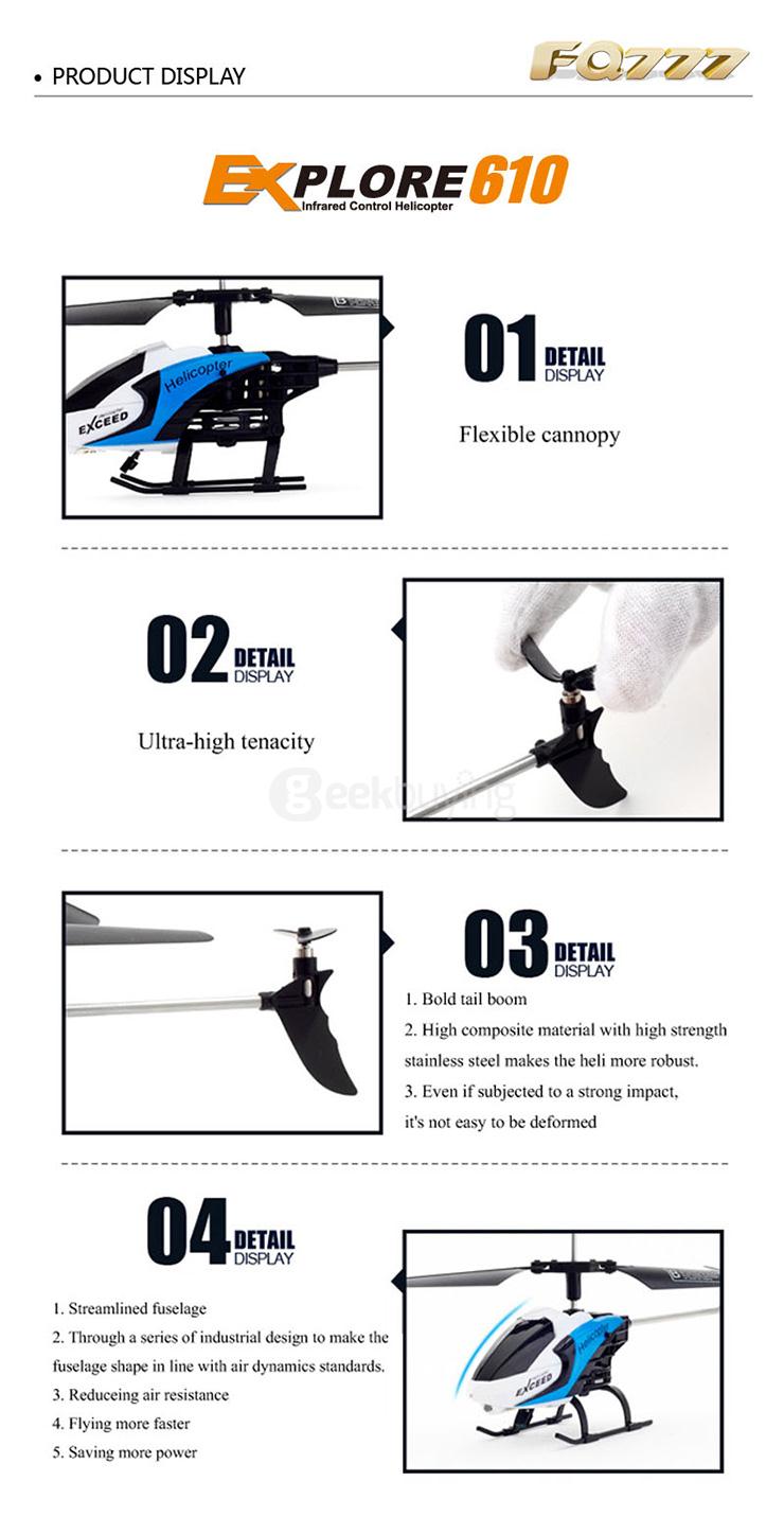 FQ777-610 AIR FUN 3.5CH Infrared Control Helicopter RC Copter With Gyro RTF - White + Blue