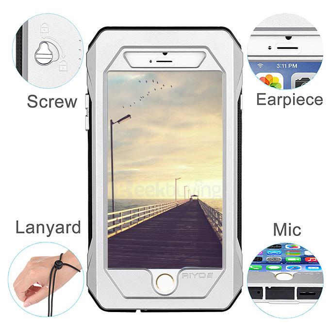 RIYO Waterproof Shockproof Dirtproof SnowProof IP68 Standard Cover Case Protective Case For iPhone 6 Plus / iPhone 6s Plus - Silver