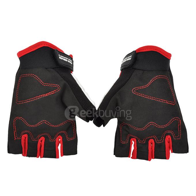CE-04B Non-slip Skeleton Half-Fingers Motorcycle Gloves for Riding  - White + Red + Black (Size XL)