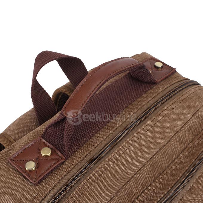 Kaukko FS261 Multi-pockets Computer Bag Personalized Canvas Bag Men Backpack - Khaki
