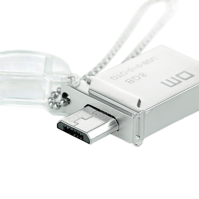 DM PD008 Waterproof 8GB USB 2.0 + Micro USB OTG Flash Drive U Disk for Smart Phone & Computer - Silver