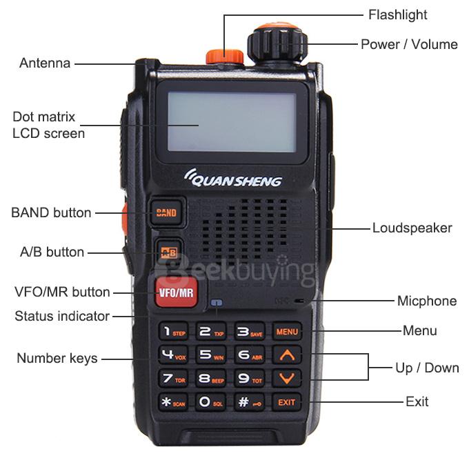TGK4AT(UV) Portable Dual Band Walkie Talkie 5W 128CH Memory Channels 108MHz FM Two-way Radio - Black