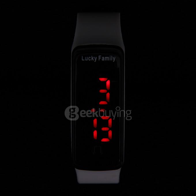 Lucky Family Leisure Unisex Digital Sports Watch Red LED Time And Date Display - White