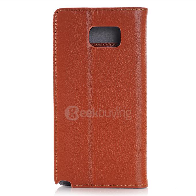 Litchi Texture Leather Case With Holder/Card Slots/Wallet For Samsung Galaxy Note 5 - Brown