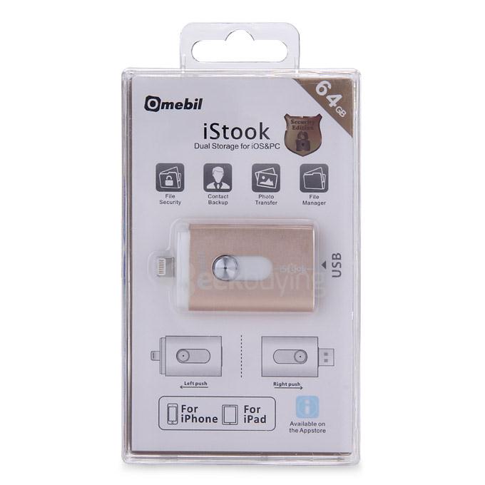 GH07B 32GB High Speed Flash Drive Dual Storage For iOS PC - Gold