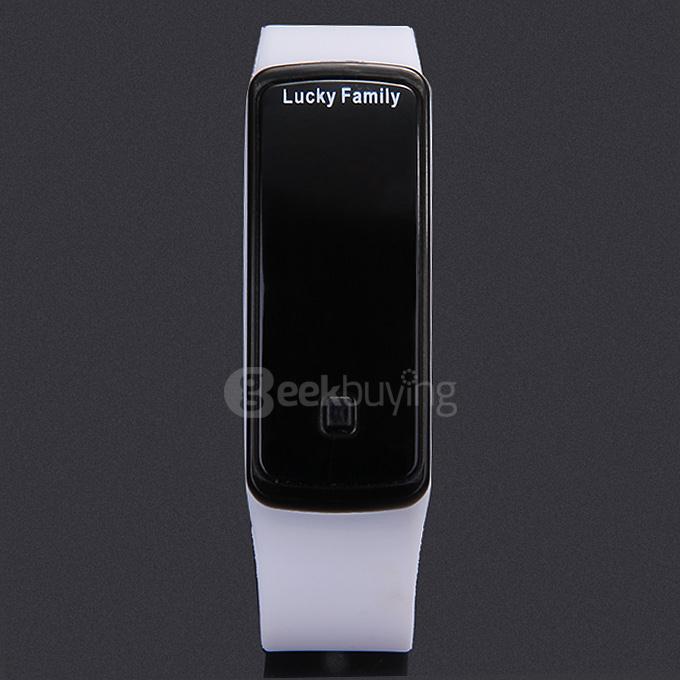 Lucky Family Leisure Unisex Digital Sports Watch Red LED Time And Date Display - White