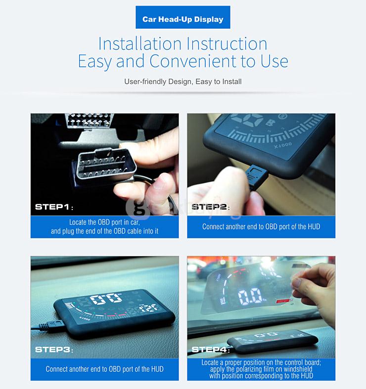 Echoman EM05 5.5 Inches Car Head-Up Display HUD 12V Working Voltage With OBDII Interface Remote Control -  Black