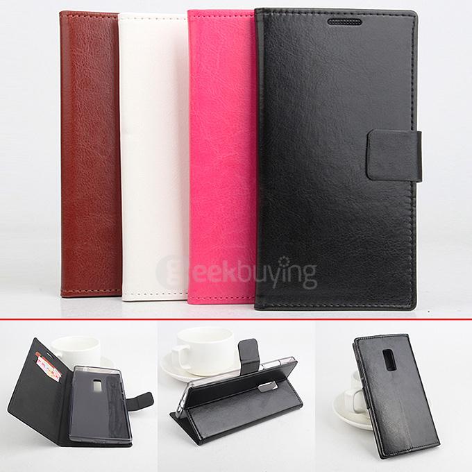 Protective Hard Cover Flip Stand Leather Case for ONEPLUS TWO Smartphone - White