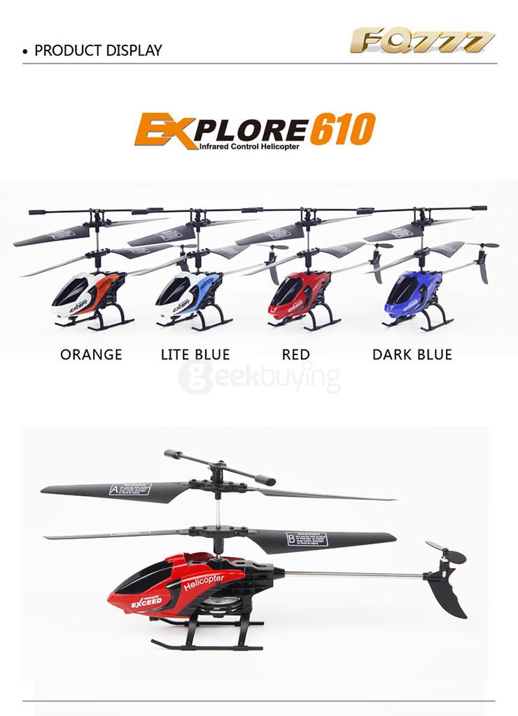 FQ777-610 AIR FUN 3.5CH Infrared Control Helicopter RC Copter With Gyro RTF - Black + Blue
