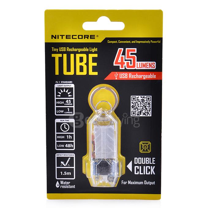 Tube Water Resistant Flashlight Portable Tiny USB Rechargeable Light - White