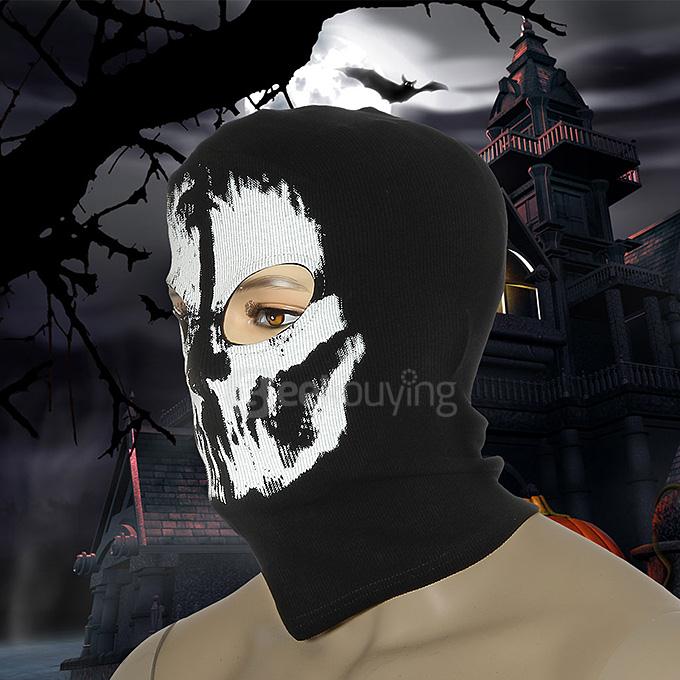 No.11 Outdoor Halloween Cosplay Skull Skeleton Ghost Head Mask - Black + White