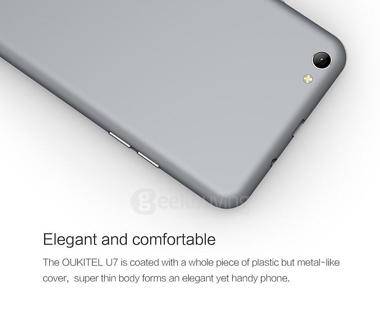 Oukitel U7 5.5inch Android 4.4 1GB RAM 8GB ROM Smartphone MTK6582 Quad Core 1.3GHz 3G IPS QHD Smart Wake - Gray