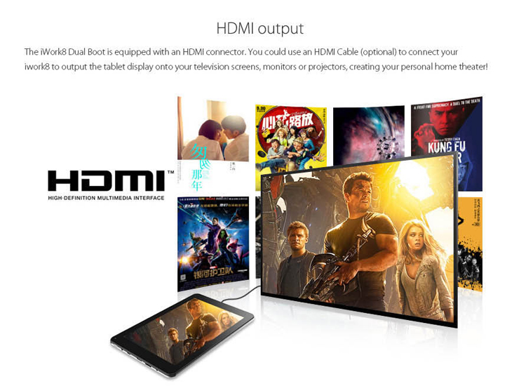 Cube iWork8 Dual Boot Windows10 & Android4.4 2GB/32GB 8 Inch Tablet PC Intel Z3735F Quad Core 1.83GHz IPS 1280*800 HDMI WiFi - Black
