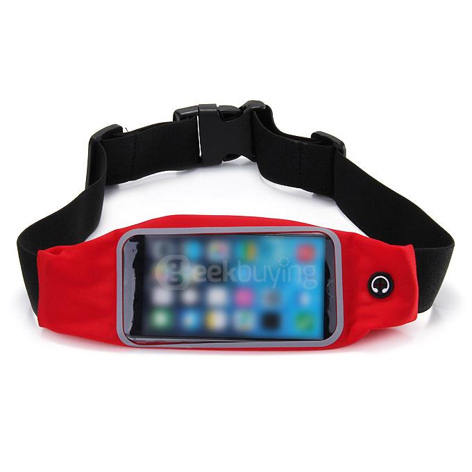 5.5 Touch Screen Running Belt Waist Pack Waterproof Flip Belt Money Waist Pouch For iPhone 6 Plus / iPhone 6S Plus - Red