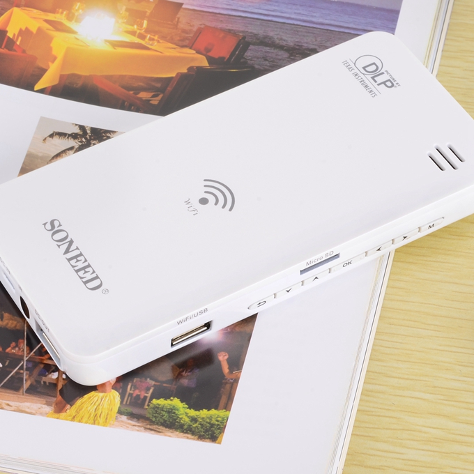 SONEED SP-W500 Wi-Fi Mini Multimedia DLP Projector Power Bank for iPhone / Samsung / HTC Smartphone Notebook PC - White
