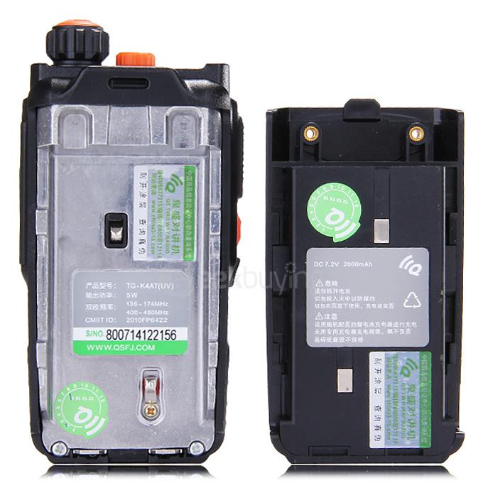 TGK4AT(UV) Portable Dual Band Walkie Talkie 5W 128CH Memory Channels 108MHz FM Two-way Radio - Black