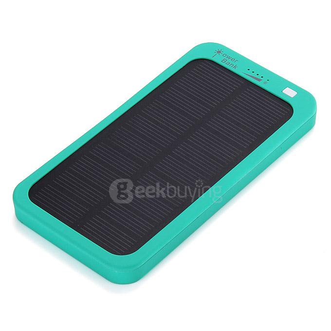 [Spain Stock] 5000mAh Solar Power Bank Li-Polymer Battery Mobile Charger for iPhone 6 / 6 Plus iPhone 6s Samsung - Green