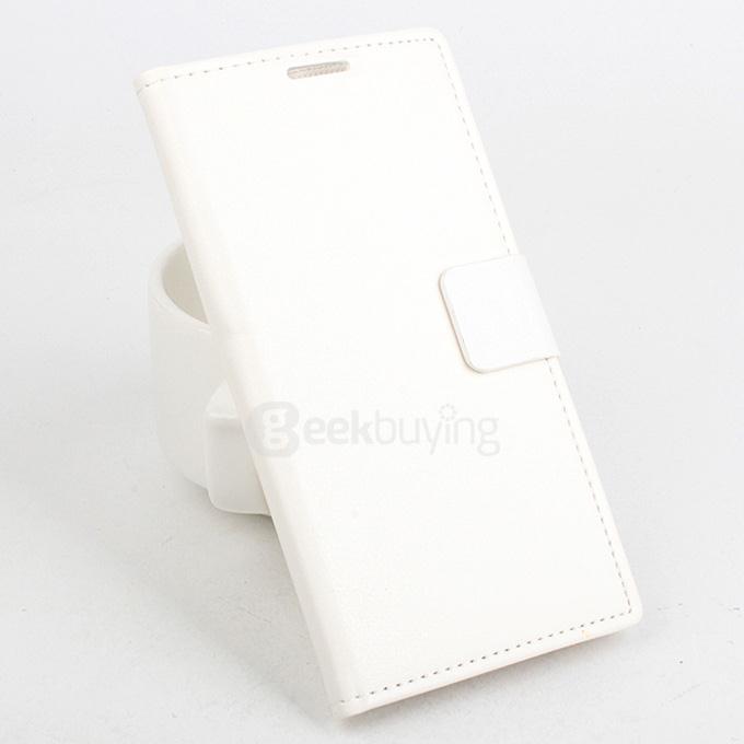 Protective Hard Cover Flip Stand Leather Case for ONEPLUS TWO Smartphone - White