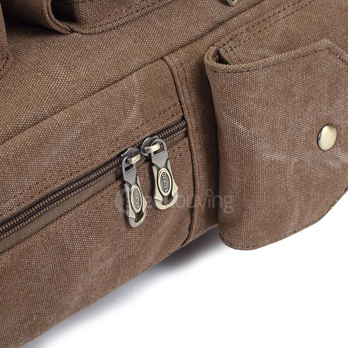 Kaukko FS261 Multi-pockets Computer Bag Personalized Canvas Bag Men Backpack - Khaki