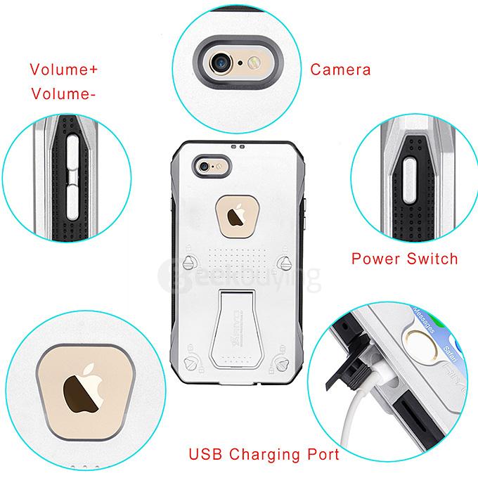 RIYO Waterproof Shockproof Dirtproof SnowProof IP68 Standard Cover Case Protective Case For iPhone 6 Plus / iPhone 6s Plus - Silver