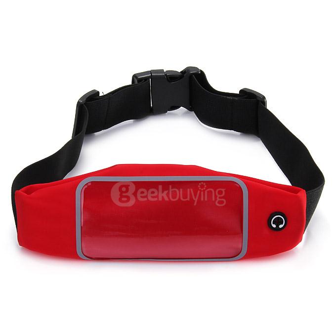 5.5 Touch Screen Running Belt Waist Pack Waterproof Flip Belt Money Waist Pouch For iPhone 6 Plus / iPhone 6S Plus - Red