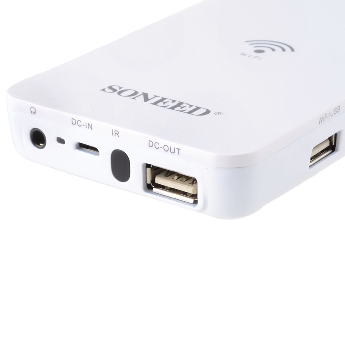 SONEED SP-W500 Wi-Fi Mini Multimedia DLP Projector Power Bank for iPhone / Samsung / HTC Smartphone Notebook PC - White