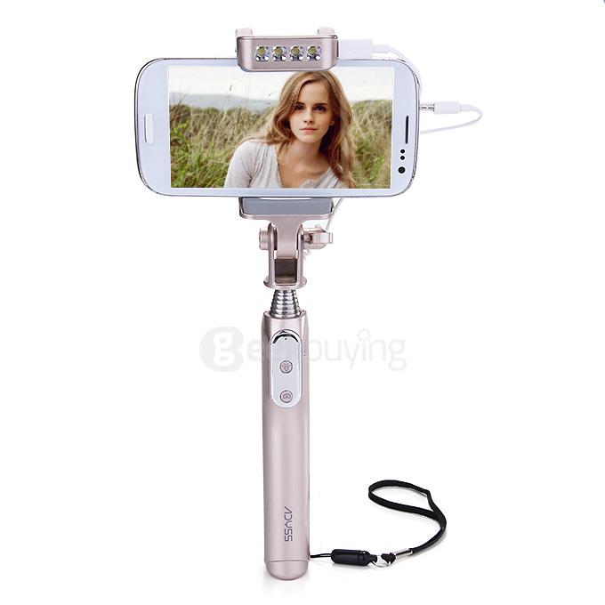 ADYSS 3-in-1 LED Selfie Stick Extendable Handheld Monopod with Dimmable Rechargeable LED Spotlight For Smartphone