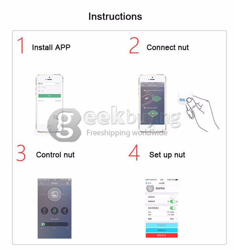 Nut 2 Intelligent Two-way Anti-Lost Tag Finder Smart Bluetooth Tracker Child Bag Wallet Key Finder GPS Locator Sensor Alarm - Orange