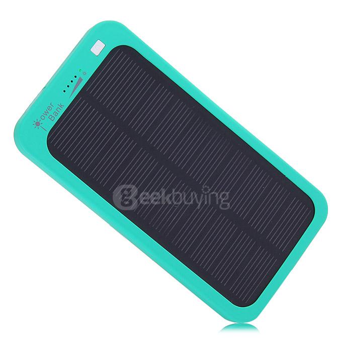 [Spain Stock] 5000mAh Solar Power Bank Li-Polymer Battery Mobile Charger for iPhone 6 / 6 Plus iPhone 6s Samsung - Green