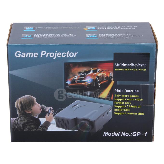 GP-1 LED Game Projector 320*240 40LM 16770K AV VGA USB HDMI SD Home Office Projector - Black