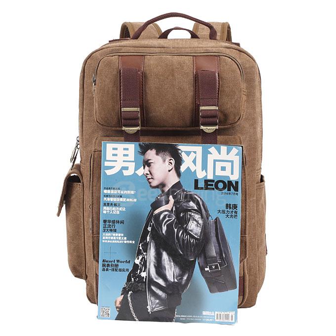 Kaukko FS261 Multi-pockets Computer Bag Personalized Canvas Bag Men Backpack - Khaki